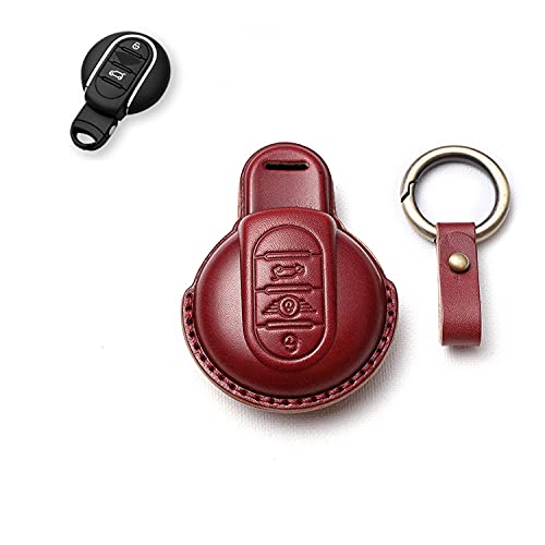 ZHAOZOUL Leather Car Key Case Cover for BMW MINI COOPER S ONE JCW F54 F55 F56 F57 F60 CLUBMAN COUNTRYMAN Keychain (Red Keyring), One Size, ZHAOZOUL