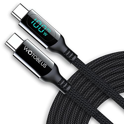 6ft WOTOBEUS USB C to USB C Cable 5A PD 100W Cord LED Display QC5 PPS45W Super Fast Charging Type-C Phone Laptop 480Mbps for iPad MacBook Pro Air Thunderbolt Samsung Galaxy S23/22 Pixel LG Android PS5