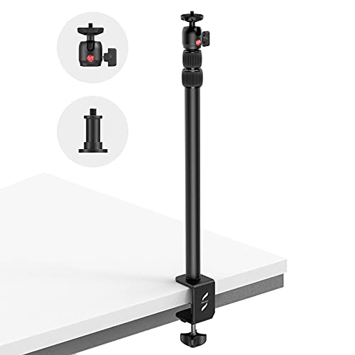 SmallRig Selection Camera Desk Mount Table Stand 13″-35″ with 1/4″ Ball Head, Adjustable Light Stand, Tabletop C Clamp for DSLR Camera, Ring Light, Live Streaming, Photo Video Shooting – 3488
