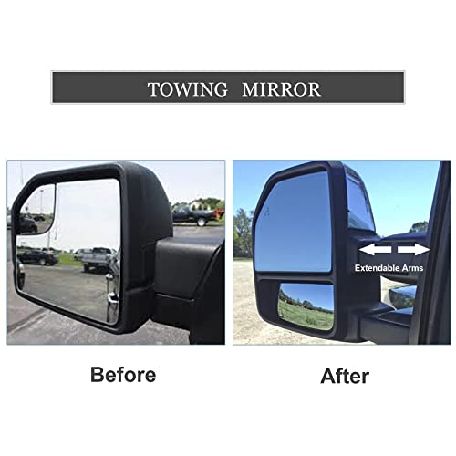 ReYee Towing Mirrors fit for 2015 2016 2017 2018 2019 2020 Ford F150 Pickup Truck Heated Power Turn Signal Puddle Lamp Auxiliary Light Temperature Sensor Manual Extendable Fold Black 22 Pin Plug | The Storepaperoomates Retail Market - Fast Affordable Shopping