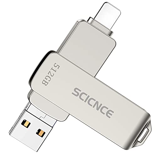 SCICNCE USB 3.0 Flash Drive 512GB Intended for iPhone, USB Memory Stick External Storage Thumb Drive Photo Stick Compatible with iPhone, Android and Computer (Silver)