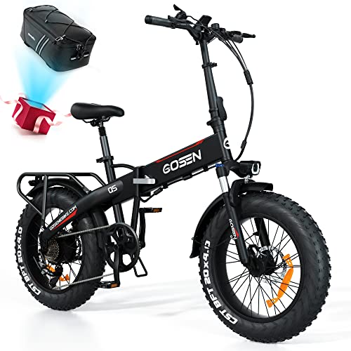 LANDX GOSEN Q5 Electric Bike for Adults Foldable 20” Fat Tire Ebike 750W Motor 28MPH Max Speed 48V 12Ah Removable Battery Dual Shock Absorber Shimano 7-Speed Adult Electric Bicycle