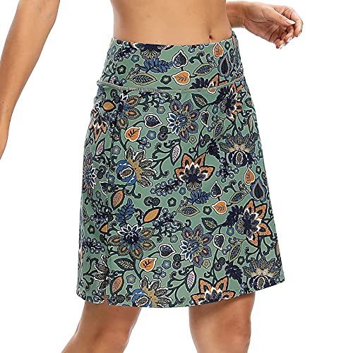 M MOTEEPI Skorts Skirts for Women Casual Knee Length Skirts with Pockets Workout Athletic Golf Skorts Gypsophila XL