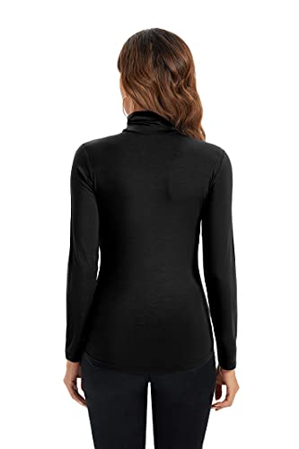Black Turtleneck for Women Long Sleeve Tops for Women Fitted Turtleneck Sweater Scrub Undershirts for Women Medium | The Storepaperoomates Retail Market - Fast Affordable Shopping