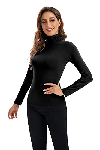Black Turtleneck for Women Long Sleeve Tops for Women Fitted Turtleneck Sweater Scrub Undershirts for Women Medium | The Storepaperoomates Retail Market - Fast Affordable Shopping