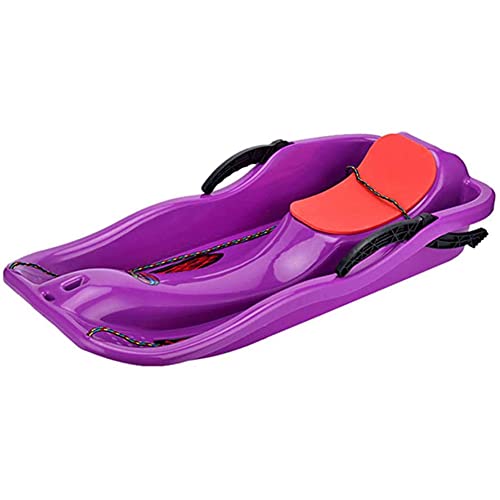 Snow Sled,Downhill Toboggan Slider Boat Skiing Board with Cushion Pull Rope,Sledding Board for Kids/Adults (Purple)