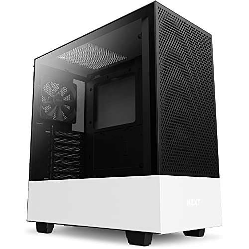 NZXT H510 Flow – CA-H52FW-01 – Compact ATX Mid-Tower PC Gaming Case – Perforated Front Panel – Tempered Glass Side Panel – Cable Management System – Water-Cooling Ready – White/Black