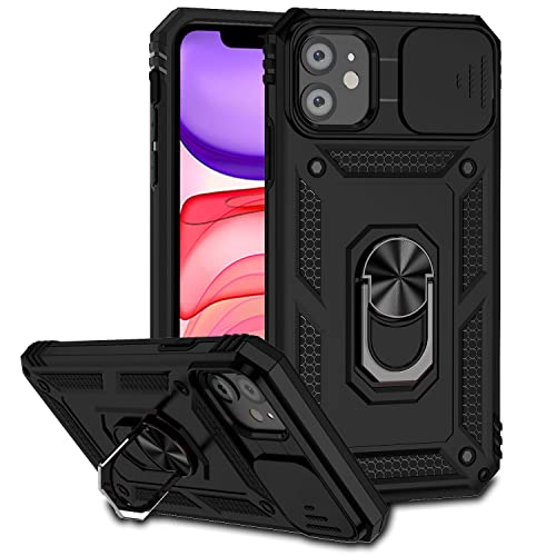 Hitaoyou iPhone 11 Case with Lens Protection, iPhone 11 Phone case Military Grade Shockproof Heavy Duty Protective with Magnetic Car Mount Holder for iPhone 11 6.1 inch Black
