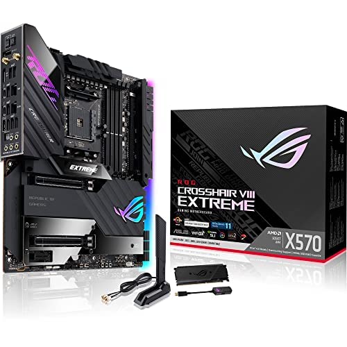 ASUS ROG Crosshair VIII Extreme AMD AM4 X570/X570S EATX Gaming Motherboard (PCIe 4.0, Passive PCH Cooling,5X M.2 Slots, Wi-Fi 6E, 2”OLED,USB Front-Panel Connector,10Gb & 2.5Gb LAN, 2X Thunderbolt 4)