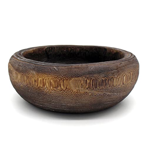 CVHOMEDECO. Primitives Solid Wood Functional and Collectible Bowl Vintage Round Hand Carved Wooden Bowl Rustic Treenware Artworks for Serving Nuts Snacks Fruits or Accent Decor, 9 Inch
