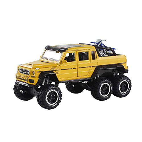 Metal Truck Model Car Toy – 6×6 Off-Road Creative Decorative Model Diecast Truck with Sound and Light,Toy Truck for Boys and Girls Aged 3+ Years (Yellow)