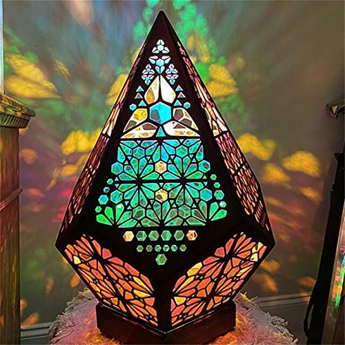 FIOXOO Colorful Rainbow Projection Lamp-Shiny Polaris Wooden Lamp-Bohemian Lamp Floor Lamp-Gift for Her/him-Use for Interior, Courtyard, Garden Decoration