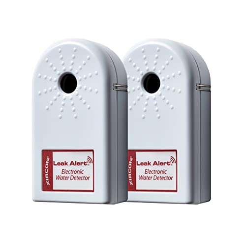 Zircon Leak Alert Water Leak Detector & Flood Sensor Alarm/Water Leak Sensor with Dual Leak Alarms 90Db Audio/Battery Powered (2 Pack) Batteries Not Included (72311) White