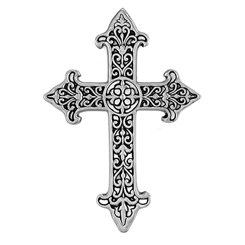 ABY DECOR Spiritual Celtic Cross Wall Decor | Hanging Wall Cross, Best for Home, Office and as a Gift | Christian Cross Decor | Handcrafted, Finished in Silver with Black Glaze Cross for Wall