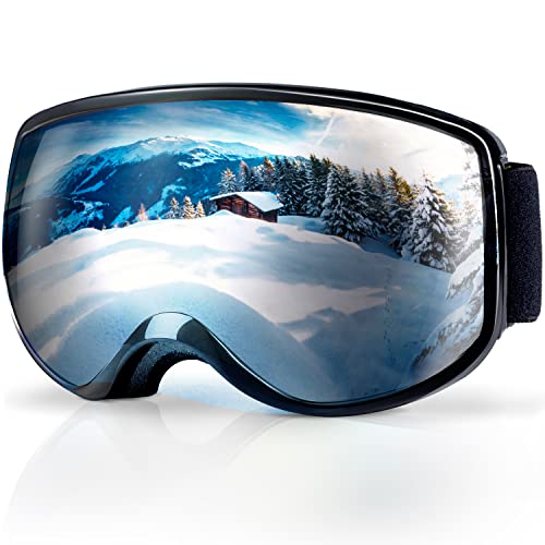 Sportneer Kids Ski Goggles for Snowboard, Snow Goggles with Storage Box OTG 100% UV Snowboarding Goggles Anti Fog Skiing Goggles Snow Goggles for Kid Boy Girls Age 3-8 Winter Sports