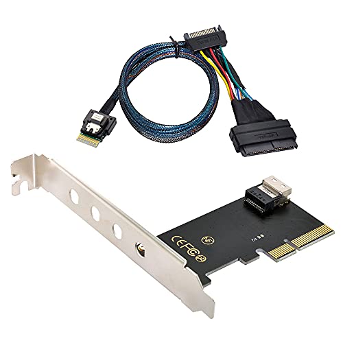 NFHK PCI-E 3.0 4.0 to SFF-8654 Slimline SAS Card Adapter and U.2 U2 SFF-8639 NVME PCIe SSD Cable for Mainboard SSD
