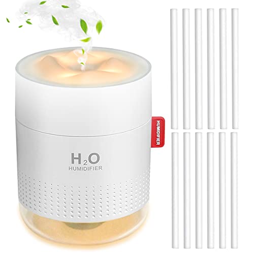 Funland Mini Plant Humidifier, Indoor Cool Mist Humidifier with 10 Cotton Filter Sticks, Portable Desktop Night Light, Auto Shut-Off, Quiet Small for Plants Office – White(500ml)