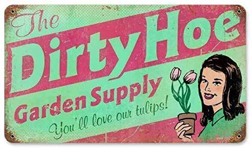 Retro Dirty Hoe Garden Supply Metal Tin Sign Vintage Coffee Wall Coffee Bar Decor 8×12 Inch Tin Sign Wall Decoration