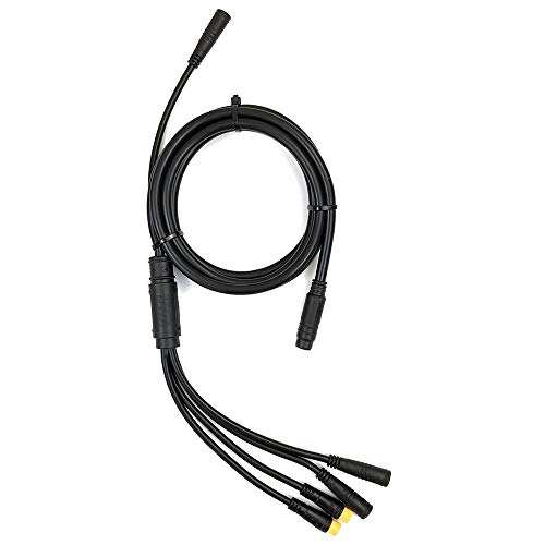 Electric Bike Accessories,Julet Waterproof 9 Pin 1T5 Extension Cable,Connect Controller/Brake/Throttle/Display/Light,1 to 5 Cable