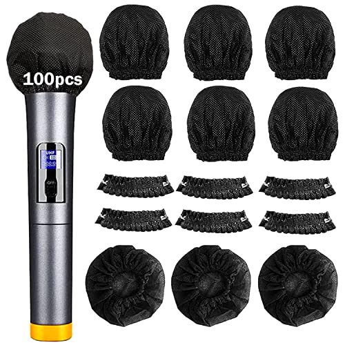 SUNPRO Microphone Covers Disposable 100pcs Mic Cover Disposable Mic Covers Non-Woven,Clean No-Odor Windscreen Pop Filters Protective Cap for Handheld Karaoke Microphone