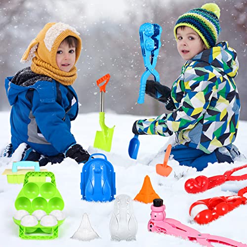 CLISPEED 11pcs Outdoor Snow Toys,Kids Winter Snowball Clips Heart Snowball Makers Snow Molds Snowball Fights Fun Snow Play Games Kids Adults Winter Outdoor Activities
