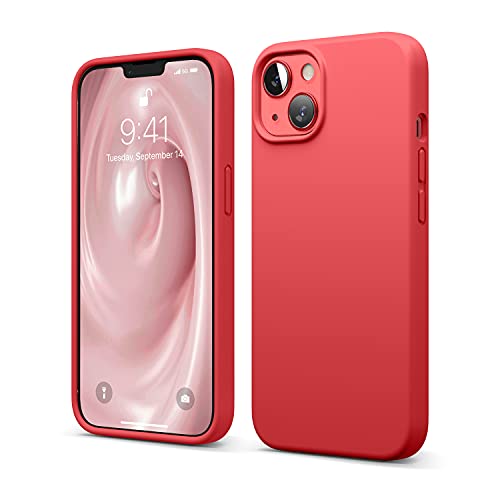 elago Compatible with iPhone 13 Case, Liquid Silicone Case, Full Body Screen Camera Protective Cover, Shockproof, Slim Phone Case, Anti-Scratch Soft Microfiber Lining, 6.1 inch (Red)