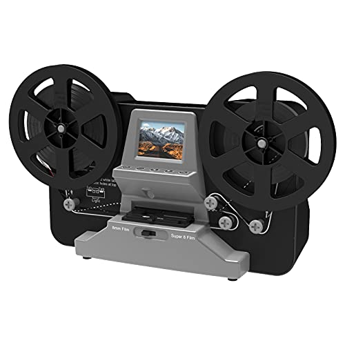 Eyesen 8mm and Super 8 Film Reel Converter Scanner,Convert Film to Digital Video,Comes with 2.4″ LCD,Grey(Convert 3 inch and 5 inch Film reels into Digital) with 32 GB SD Card