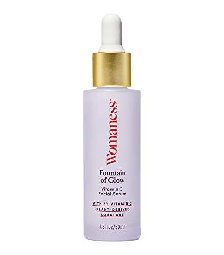 Womaness Fountain of Glow Vitamin C Face Serum – Menopause Support Brightening Serum for Improving Dull & Uneven Skin Tone – Super Antioxidant Serum of 8% Vitamin C + Plant Derived Squalane Oil (50ml)