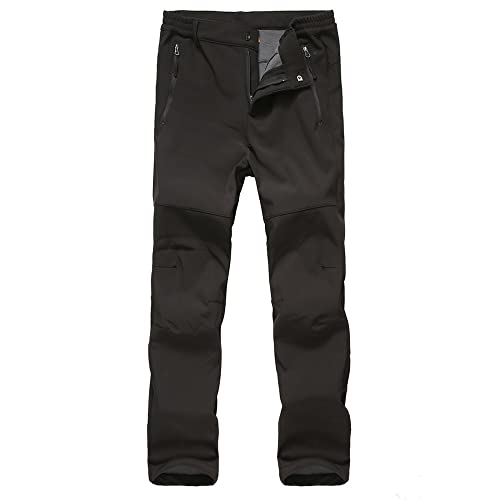 Women’s Ski Snow Hiking Cargo Pants Outdoor Tactical Windproof Softshell Fleece Lined Warm Pants Black L