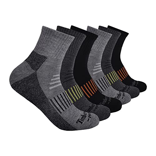 Timberland PRO Men’s 6-Pack Half Cushioned Quarter Socks, Multi, Large