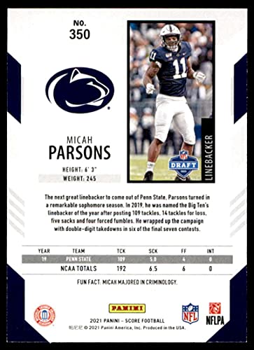 2021 Score #350 Micah Parsons Penn State Nittany Lions Rookie Football Card | The Storepaperoomates Retail Market - Fast Affordable Shopping