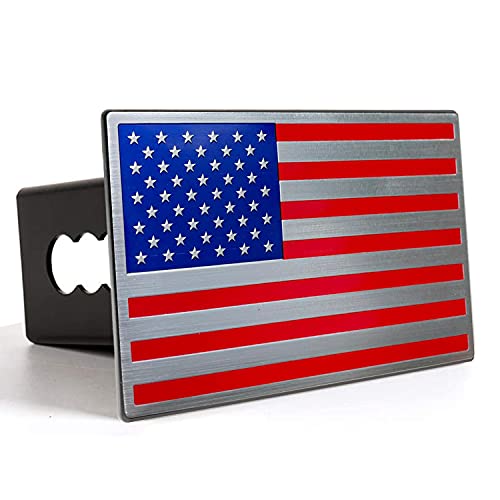 American Flag Metal Trailer Hitch Cover for 2 inch Receivers (Regular Color)