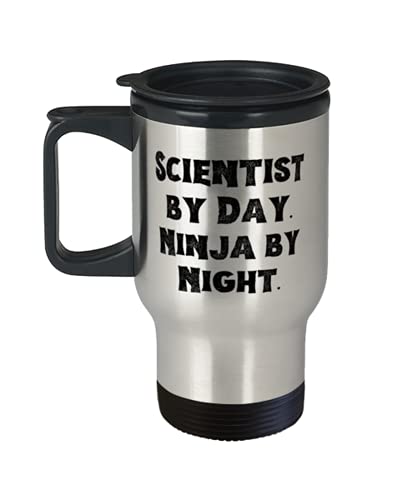 Unique Scientist Travel Mug, Scientist by Day. Ninja by Night, s For Men Women, Present From Coworkers, Bottle For Scientist