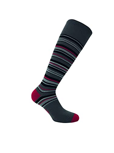 Wool Superlite Ski Socks-Charcoal Stripes-MD