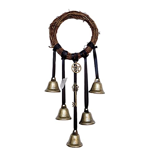 Witch Bells for Door Knob Protection, Witch Bell Garland Witchcraft Supplies, Sorceress Herb Bell Wreath, Magic Wicca Charm Wind Chimes Gift for Home Garden Courtyard Decor & Protection(Ribbon)