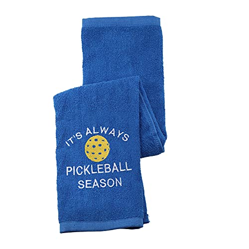 Pickleball Towel It’s Always Pickleball Season Embroidered Sports Teem Hand Towel Gift for Pickleball Player (Pickleball Season Towel)