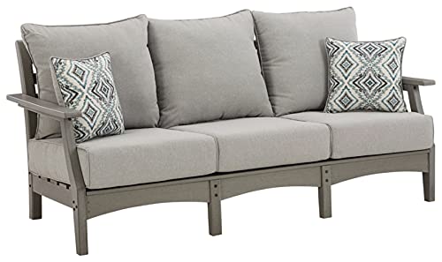 Signature Design by Ashley Visola Outdoor HDPE Patio Sofa with Cushion, Gray