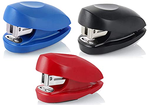 Swingline Mini Stapler with Staples – Tot – 3 Pack – Red Blue & Black Colors Included – 12 Sheet Capacity – Small Stapler with Built in Staple Remover & 1000 Standard Staples with Staple Storage