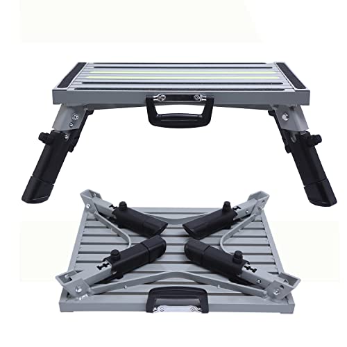 GarfatolRv 19”×14.5” Large Aluminum RV Steps with Carrying Bag Adjustable RV Step Stool with Feet Sheaths RV Step Supports Up to 1500 lbs.