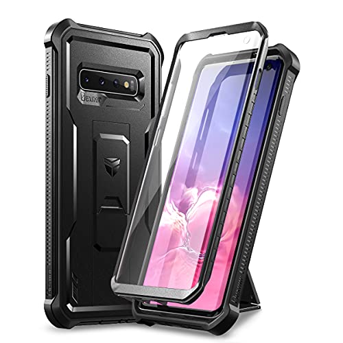 Dexnor for Samsung Galaxy S10 Case, [Built in Screen Protector and Kickstand] Heavy Duty Military Grade Protection Shockproof Protective Cover for Samsung Galaxy S10 Black