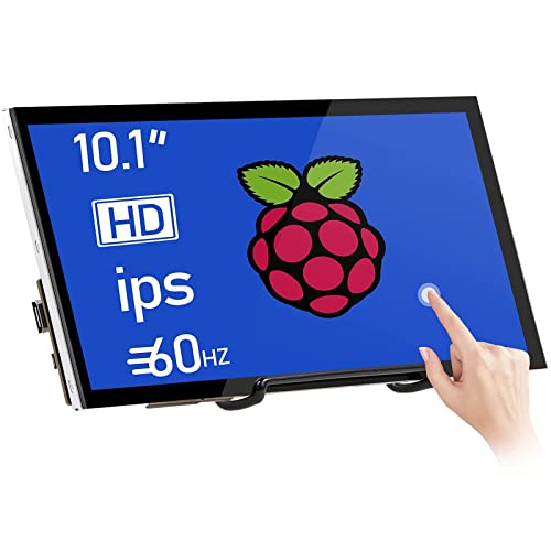 HMTECH Raspberry Pi Screen 10.1 Inch Touchscreen Monitor 1024×600 Portable HDMI Monitor 16:9 IPS Screen Display for Raspberry Pi 4/3/2/Zero/B/B+ Win10/8/7, Free-Driver