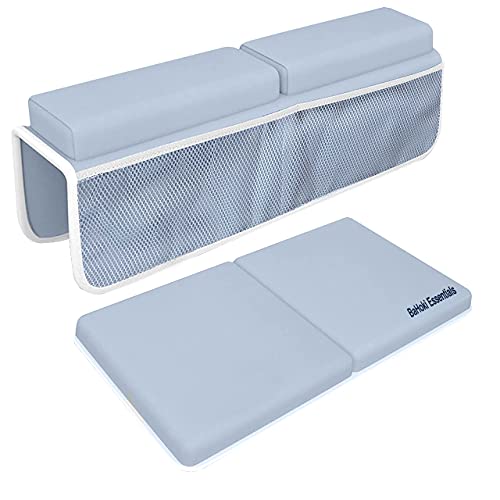 Bahoki Essentials Bath Kneeler Set – Bathtub Kneeling and Elbow Rest Pad – Thick Memory Foam Arm and Knee Support While Bathing Newborn Babies or Toddler – With Mesh Organizer for Baby’s Toys