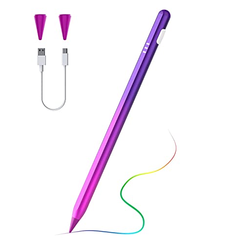 TiMOVO Stylus Pen for Apple iPad Palm Rejection Active Digital Tilt Magnetic Stylus Pencil for iPad 10/9/8/7/6th Generation,2022 iPad Pro 12.9/11,iPad Air 5/4/3,Mini 6/5,Gradient Purple