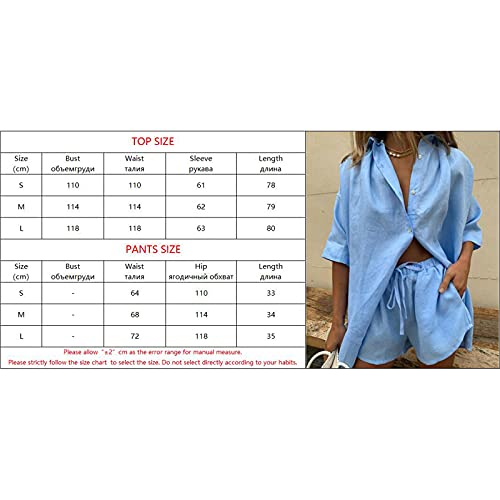Honganda Summer Women’s Casual Two Pieces Tracksuit Half Sleeve Button-Down Shirt High Waisted Shorts Set (Beige , Small ) | The Storepaperoomates Retail Market - Fast Affordable Shopping