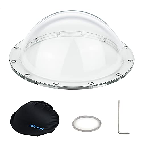 SOONSUN 6 Inch Transparent Replacement Dome Port Cover for GoPro Hero 11 10 9 8 7 6 5 4 3 Dome Port – Includes Dome Cover Case, Protective Drawstring Bag and Repair Accessories