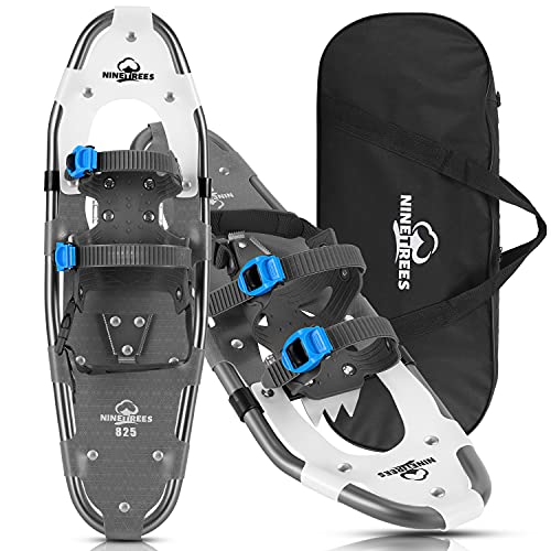 NineTrees Snowshoes for Men Women Youth Kids, Lightweight Aluminum Alloy All Terrain Snow Shoes with Adjustable Ratchet Bindings with Carrying Tote Bag ,14″/21″/ 25″/27″/ 30″