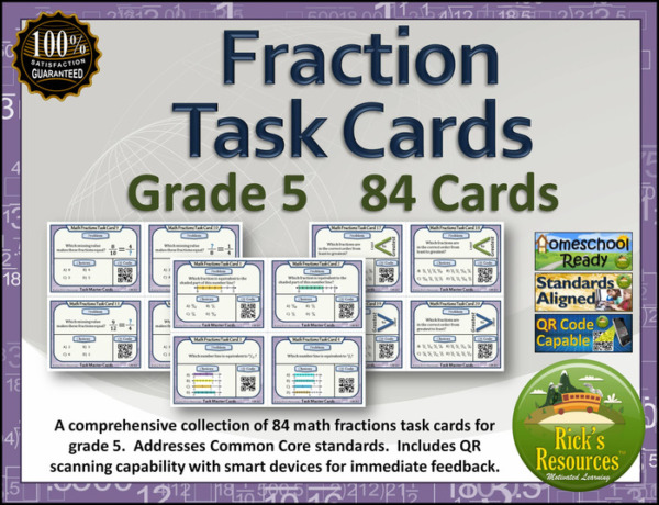 Fractions Task Cards 5th Grade