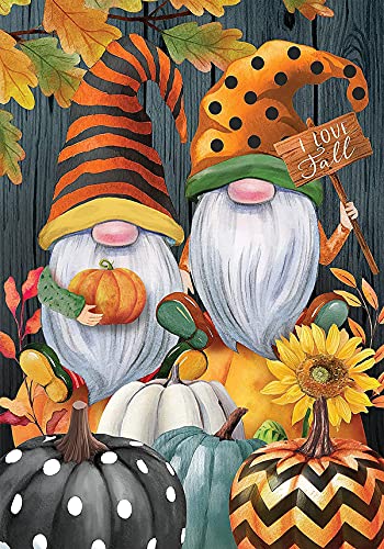 NAIMOER Diamond Painting Kits for Adults, DIY Full Round Drill Diamond Art Fall Gnomes Pumpkins Diamond Painting Christmas by Numbers Kits Arts and Crafts for Home Wall Decor (12×16 Inch）