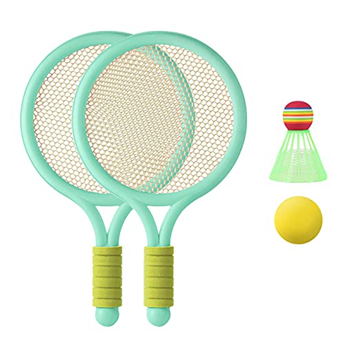 Meideli Badminton Racket Set for Kids Anti-Skid Sports Force Training Children Badminton Racket Parent-Child Game for Outdoor Green