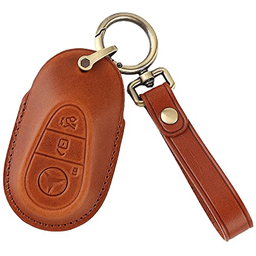 ZHAOZOUL Leather Car Key Case Smart Keyless Entry Remote Control Protector Cover For Mercedes Benz 2021 S Class W223 S400 S350 S450 S500 (Brown), One Size (ZHAOZOUL)